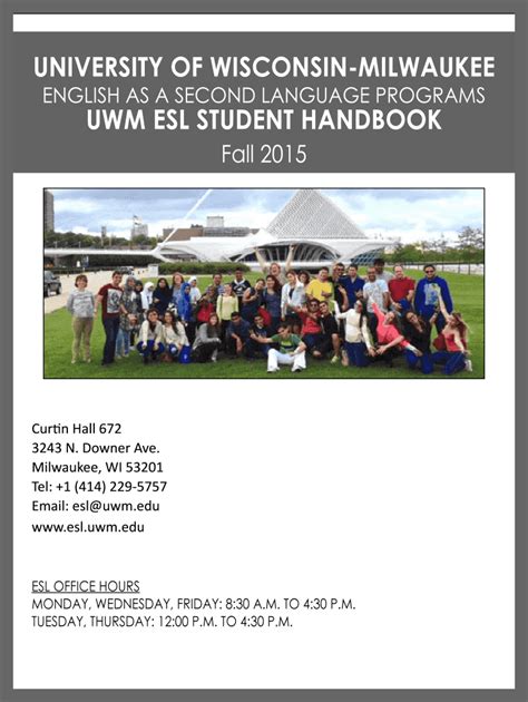 Fillable Online Uwm Esl Student Handbook Fax Email Print Pdffiller