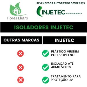 Isolador W Injetec Cerca Elétrica Rural 50 Unidades Flores Eletro