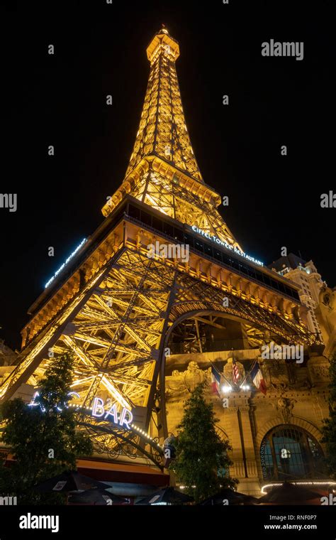 The Eiffel Tower at Paris Las Vegas at night, Las Vegas, Nevada, United ...