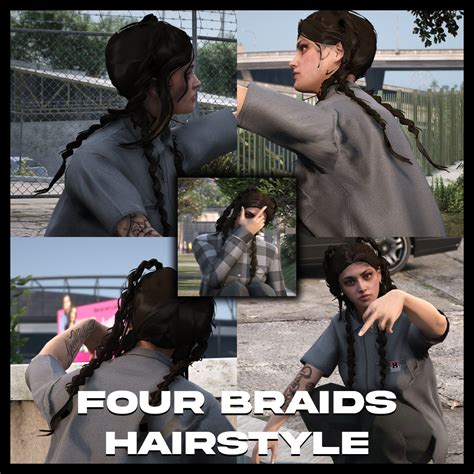 Four Braids Hairstyle For MP Female GTA5 Mods