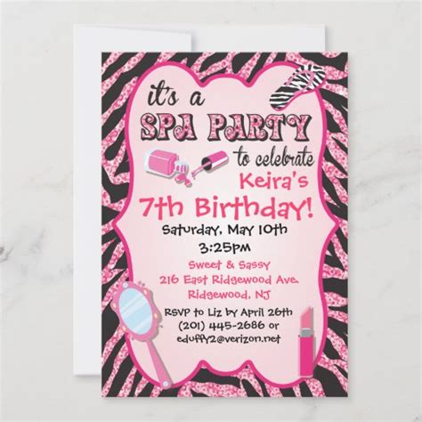 Sparkle Spa Birthday Party Invitations