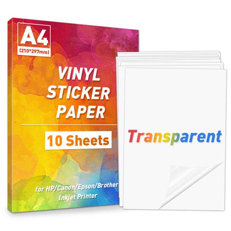 Sheets A Transparent Printable Vinyl Sticker Paper