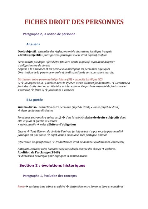 Droit Des Personnes Fiches Droit Des Personnes Paragraphe La