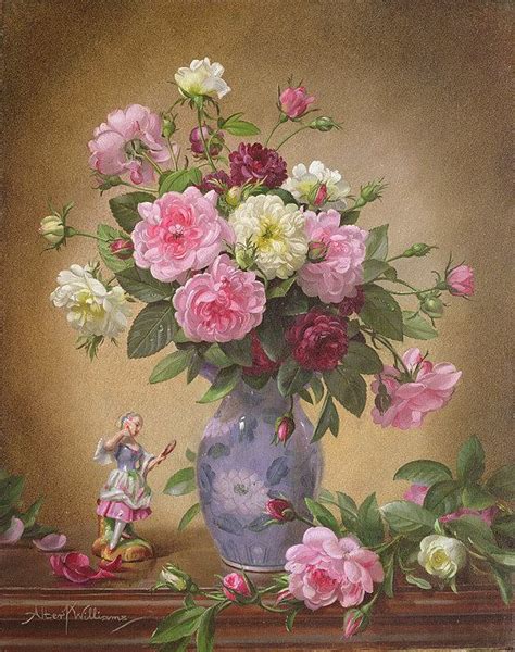 Ab292 Romantic Roses Of Yesteryear Print By Albert Williams Dipinti