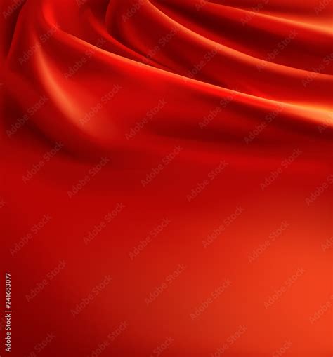 Vector 3d Realistic Red Fabric Background Luxury Silk Cloth With Folds