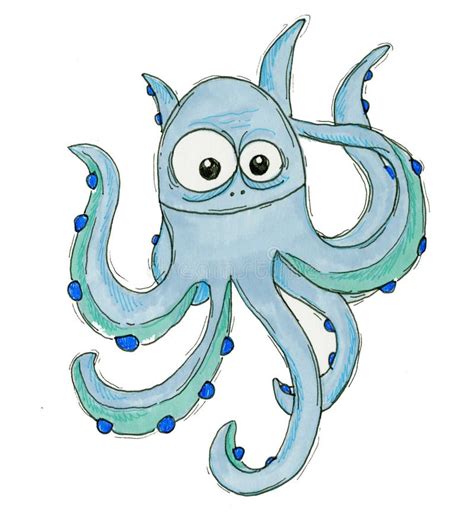 Funny octopus stock illustration. Illustration of happy - 3672765