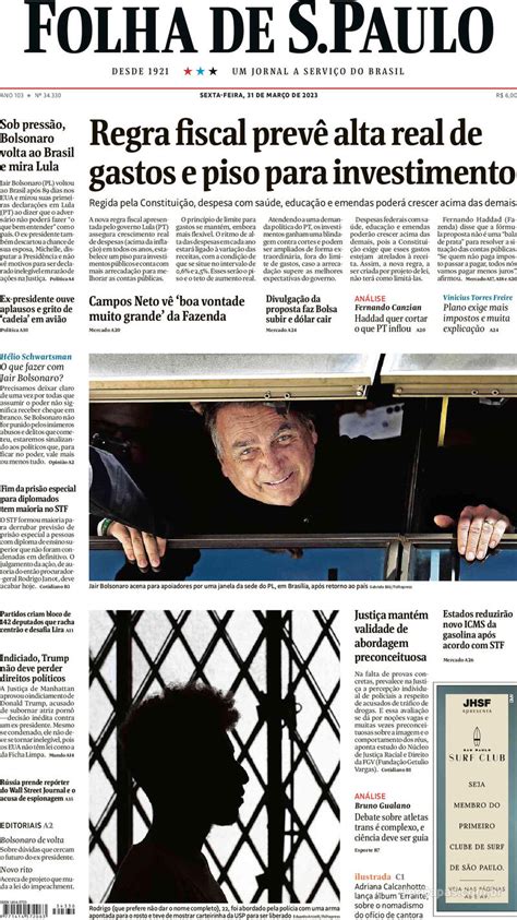 Capa Folha De S Paulo Quarta De Fevereiro De