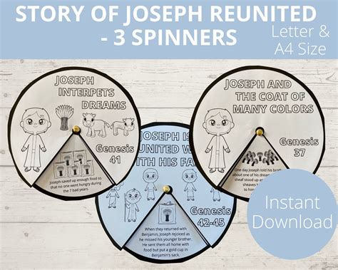 This set of 3 printable Sunday school crafts of The Story of Joseph
