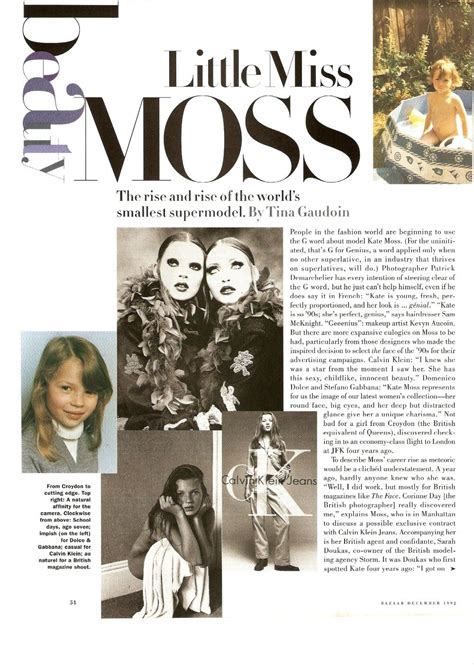 Kate Moss Profiled In Harpers Bazaar December 1992 Northern Star