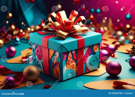 Mysterious And Very Colorful Christmas T Box Stock Photo Image Of