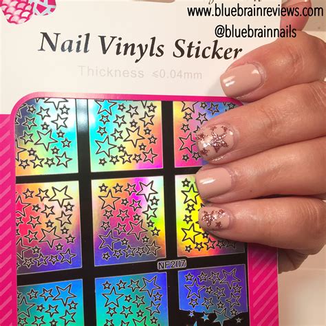 Pink Glitter Stars Over Nude Manicure Bluebrainreviews