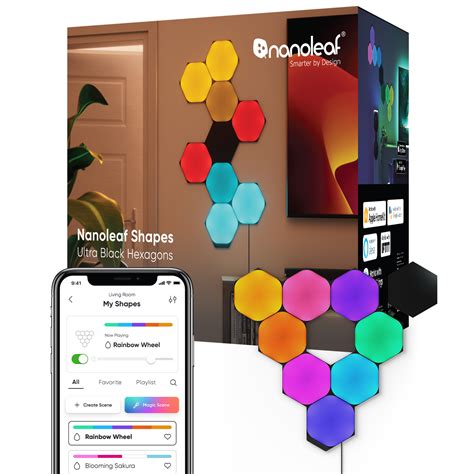 Nanoleaf Shapes Ultra Black Hexagons Smarter Kit 9 Panels