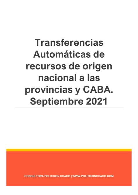 Transferencias Autom Ticas De Recursos De Origen Nacional A Las