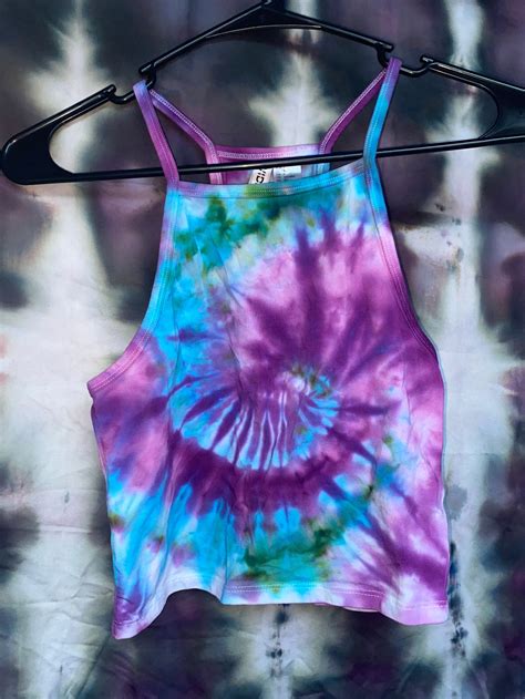 S Tie Dye Halter Crop Top Etsy