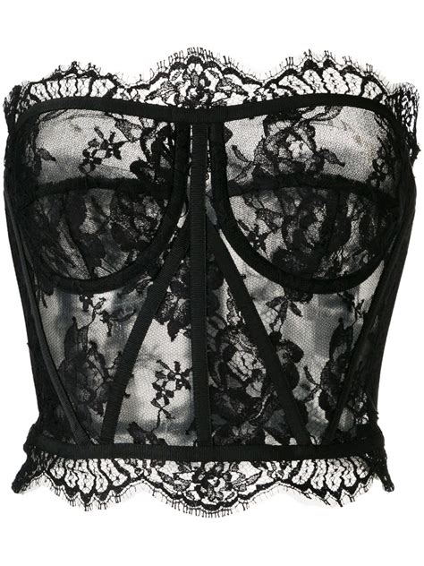 Dolce And Gabbana Strapless Lace Bustier Black Farfetch