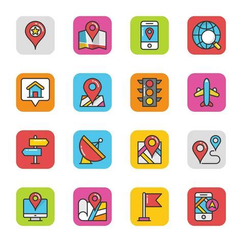 Maps And Navigation Flat Vector Icons 25466275 Vector Art At Vecteezy