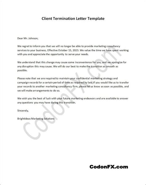 Client Termination Letter Template With Sample