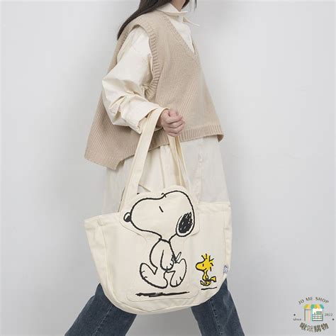 現貨🐾官方 ️ 正品 ️ Snoopy 史努比 卡通大容量 休閒帆布袋 包包 女 Ins 百搭 單肩包 Jo Me Shop Hand