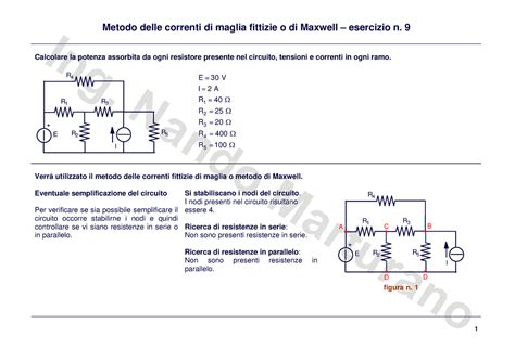 Esercizio 2 M Calcolare La Potenza Assorbita Da Ogni Resistore