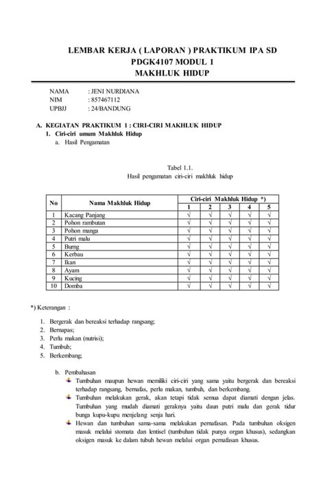 Laporan Praktikum IPA Individu Makhluk Hidup Docx