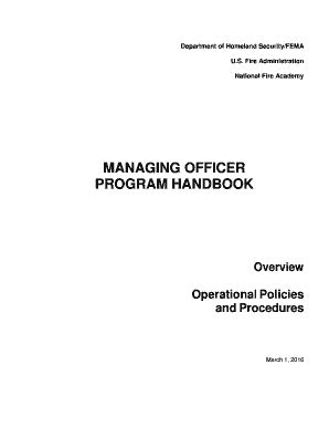 Fillable Online Usfa Fema Managing Officer Program Handbook US Fire