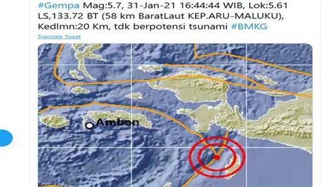 Di Hari Terakhir Januari 2 Gempa Bumi Guncang Kepulauan Aru Maluku