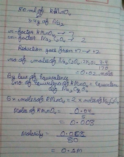 44 80 ML Of KMnO Solution Reacts With 3 4 G Of Na 0 0 2H 0 In