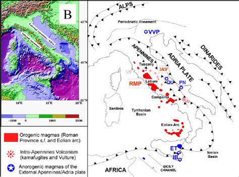 A Tectonic Sketch Of The Central Mediterranean Area Reporting The Main