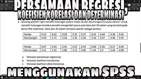 MENCARI PERSAMAAN REGRESI KOEFISIEN KORELASI DAN DETERMINASI