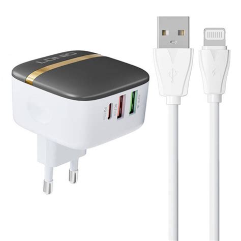 Ldnio A Q Wall Charger Xusb A Usb C W Lightning Cable