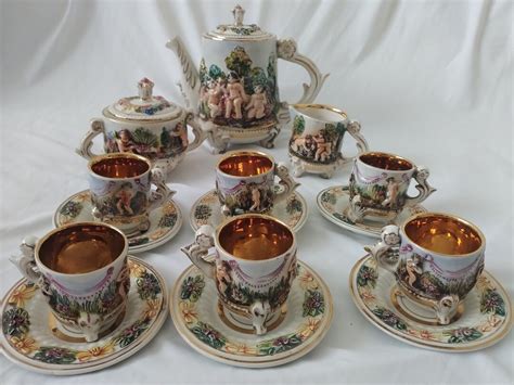 Vintage Italian Tea Set R Capodimonte 3904 Hyciulli Serving 6 1950s Etsy