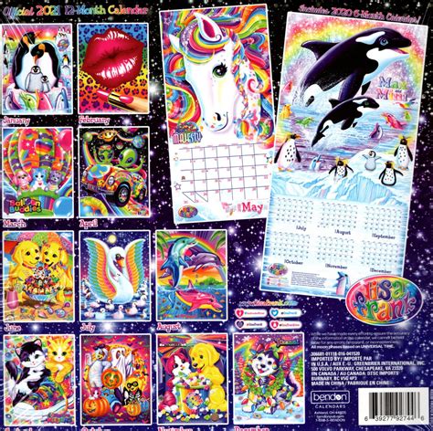 Lisa Frank 12 Month 2021 Wall Calendar With 100 Reminder Stickers