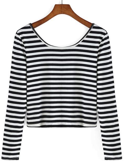 Long Sleeve Striped T ShirtFor Women Romwe