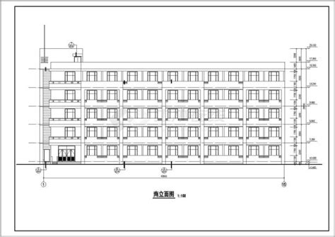 5层宿舍楼建筑设计平立剖面cad施工素材图纸宿舍楼土木在线