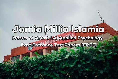 Jamia MA Applied Psychology Previous 7 Years Entrance Test Papers