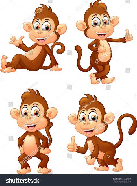 Illustration Of Many Monkey Expressions - 323869364 : Shutterstock