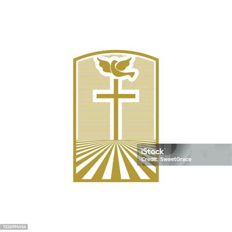 Logo De Léglise Symboles Chrétiens Croix Du Sauveur Jésus Et Colombe