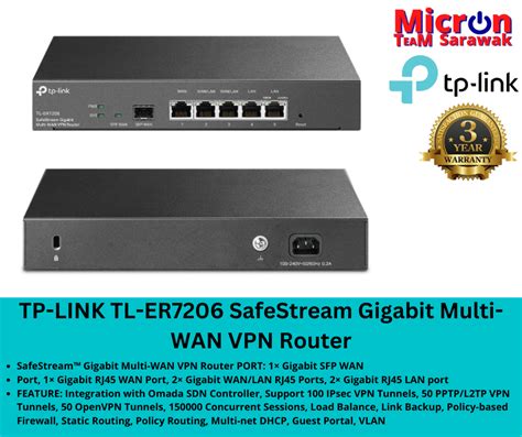 TP LINK TL ER7206 SafeStream Gigabit Multi WAN VPN Router