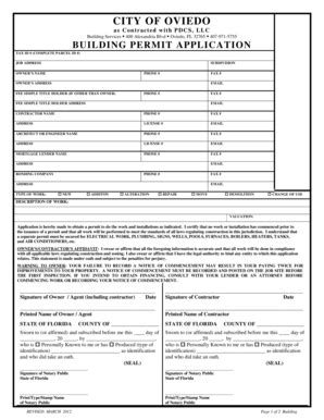 2020 2025 Form FL Building Permit Application City Of Oviedo Fill