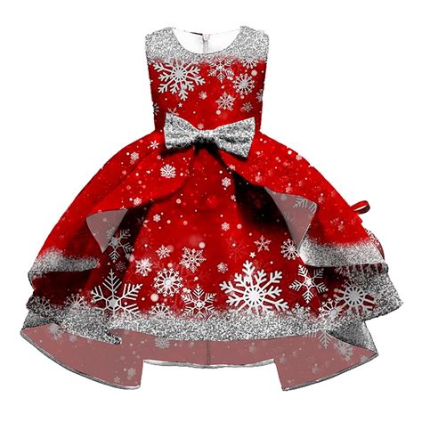 ANINEO Girls Christmas Dress Sleeveless Santa Snowman Christmas Party