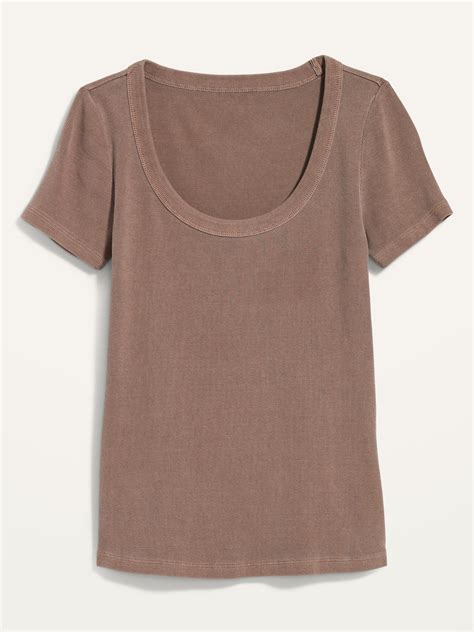 Fitted Short Sleeve Scoop Neck Rib Knit T Shirt Old Navy