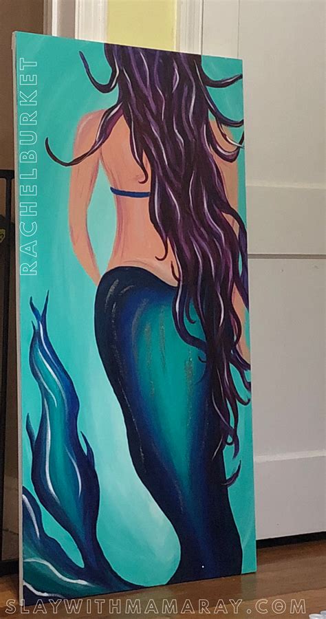 Acrylic Painting On Canvas Mermaid With Glitter Mermaid Painting Mermaid Paintings Acrylic