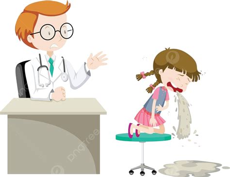 Sick Girl Visiting Doctor At Clinic Clip Man Image Vector, Clip, Man, Image PNG and Vector with ...