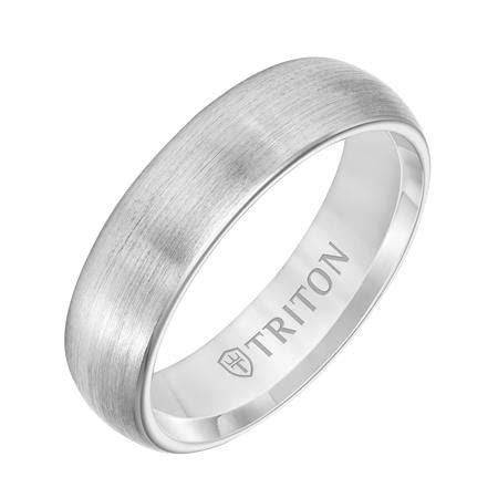 Triton Men S Mm Matte Finish Wedding Band In White Tungsten Carbide