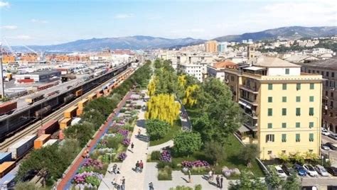 Genova La Copertura Di Lungomare Canepa E Il Parco Sotto Il Ponte Via