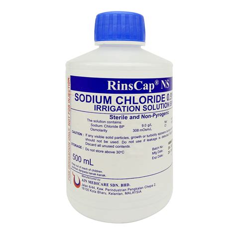 Rinscap Ns Sodium Chloride 09 For Irrigation Solution Bp 500ml