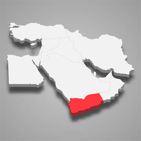 Yemen country location within Middle East 3d map 21807734 Vector Art at