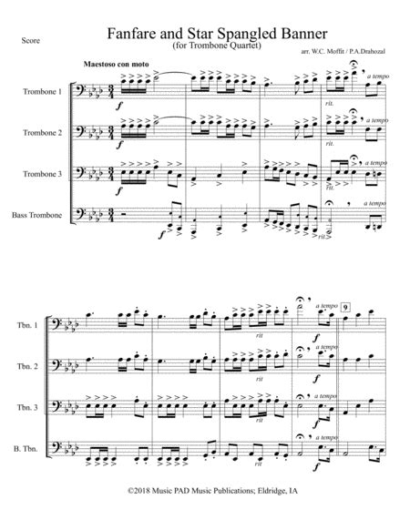 Star Spangled Banner National Anthem Of The United States With Fanfare Trombone Quartet By