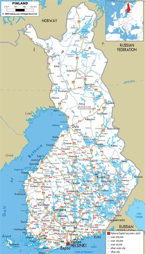 Large road map of Finland with cities and airports | Finland | Europe ...