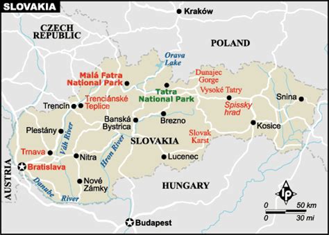 Slovakia map EUROPE - Country map of Slovakia